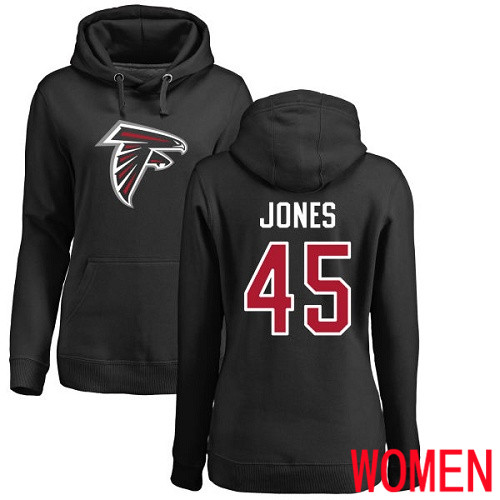 Atlanta Falcons Black Women Deion Jones Name And Number Logo NFL Football #45 Pullover Hoodie Sweatshirts
